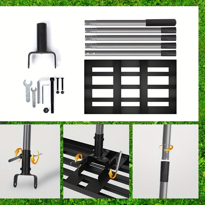 LawnMaster Pro Niveleur de Gazon | Acier Inoxydable & Aluminium | Design de Grille Ouverte | 198 × 43,2 cm