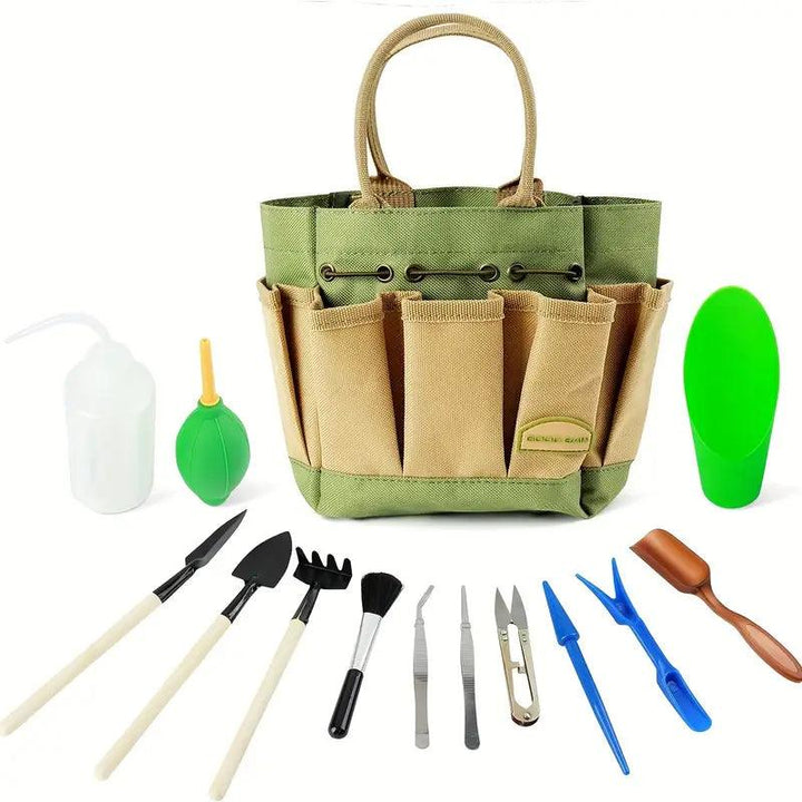 Ensemble d'outils de jardinage Planturo Mini | 13 pièces | Pour bonsaïs, succulentes et plantes d'intérieur | Avec sac d'organisation