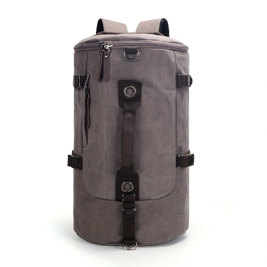Trekavor Sac à dos pour hommes en toile | Avec détails en cuir | Grand espace de rangement & poches zippées | Bretelles réglables