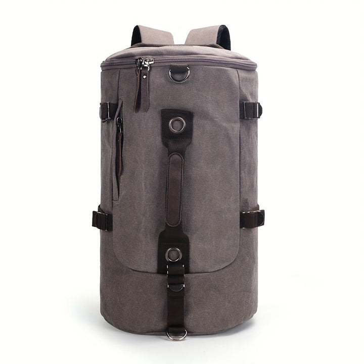 Trekavor Sac à dos pour hommes en toile | Avec détails en cuir | Grand espace de rangement & poches zippées | Bretelles réglables