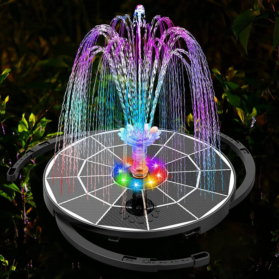 WaterGlow – Fontaine solaire avec LED et 4 motifs de jets d'eau différents !