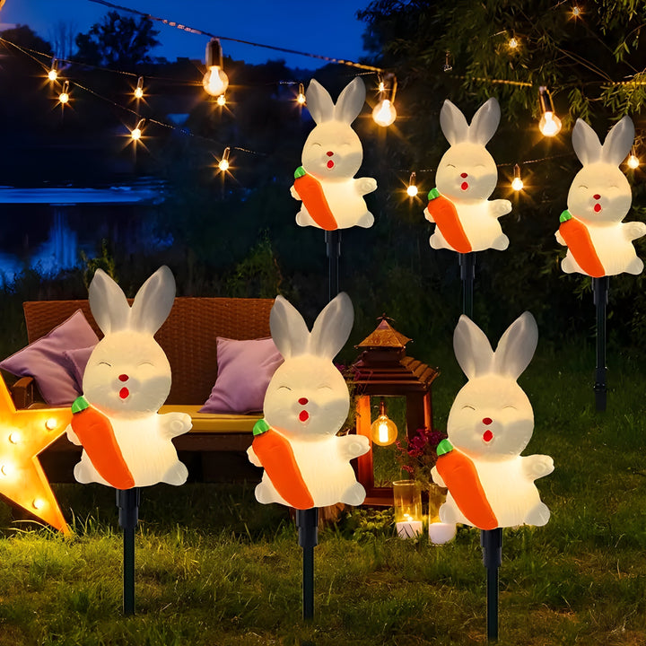 Lunilio Lampes de Jardin Solaires 6 pièces | Décoration LED Lapins de Pâques | Résistant aux intempéries IP65 | Blanc | Plastique
