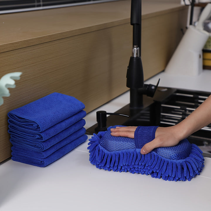 GlanzWerk Kit de nettoyage auto 6 pièces | Microfibre & Chenille | Sans rayures & Super absorbant | Pour voiture & maison