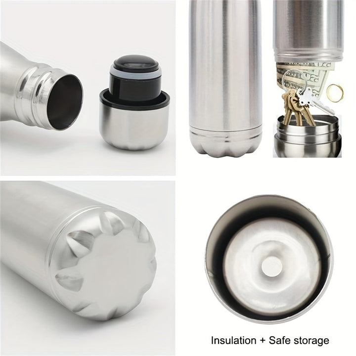 Bouteille Isolante VaultBottle Smart | Avec compartiment secret | 12h chaud & 24h froid | Acier inoxydable | 450 ml | 27×7 cm