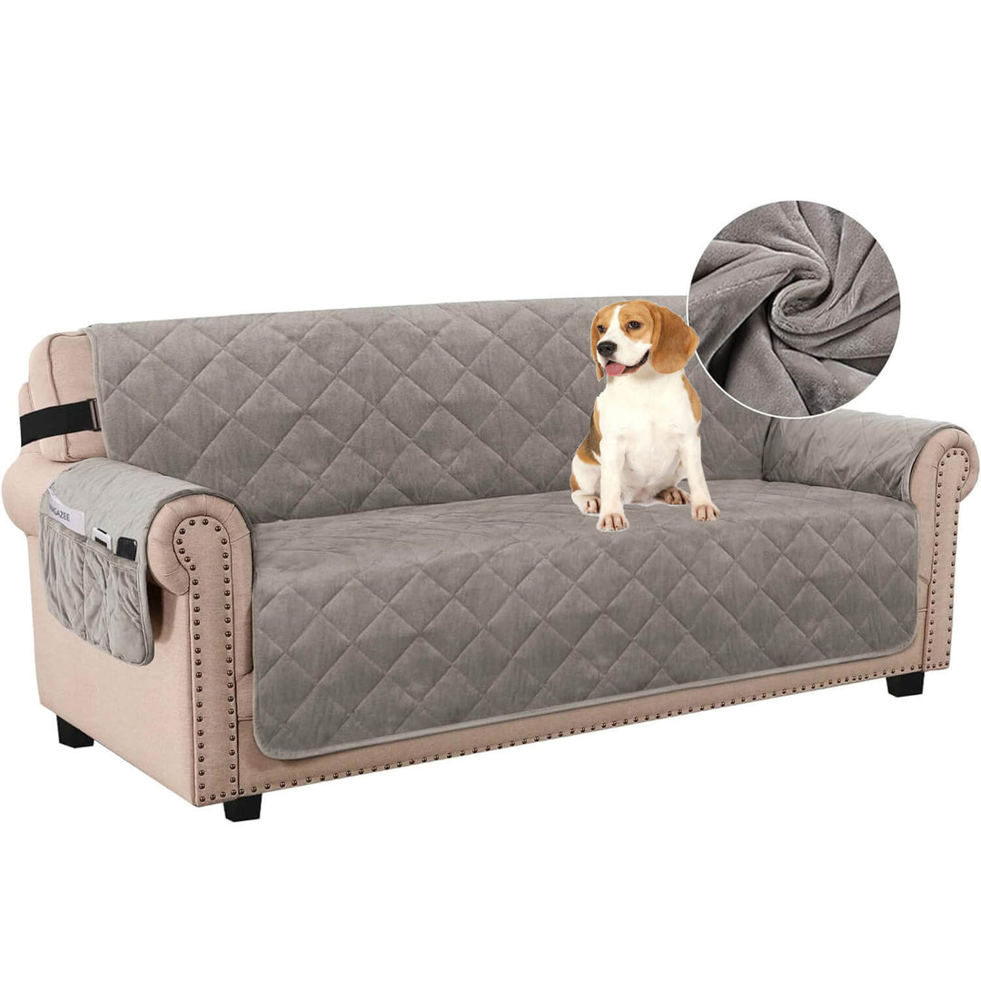 VelvetGuard Housse de canapé | Flanelle de luxe | Antidérapante & Lavable | Pour canapés 3 places jusqu'à 198 cm