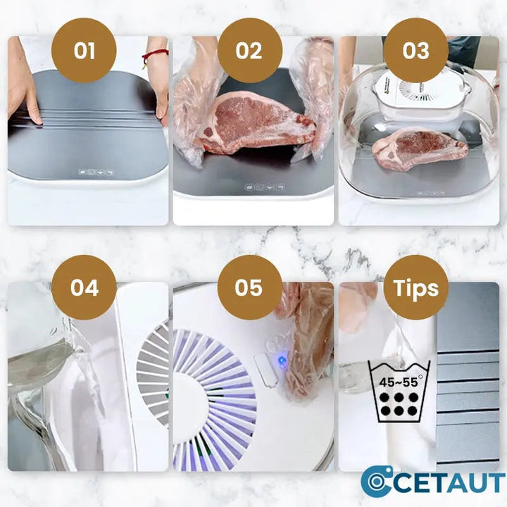 FreshThaw Pro – Décongélation de la viande en minutes, pas en heures !