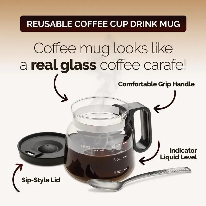 BrewMate – Tasse en verre élégante avec design de cafetière