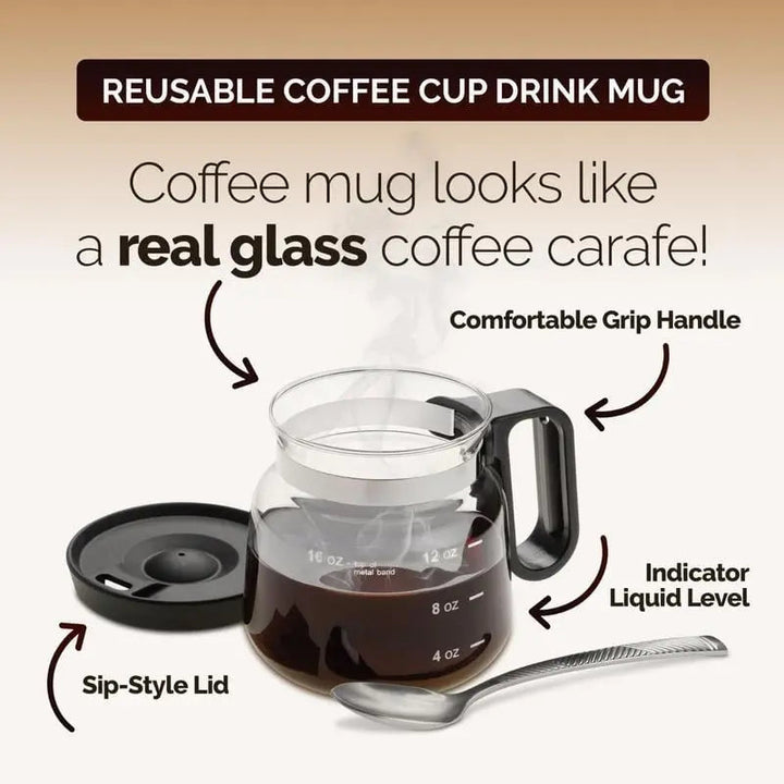 BrewMate – Tasse en verre élégante avec design de cafetière
