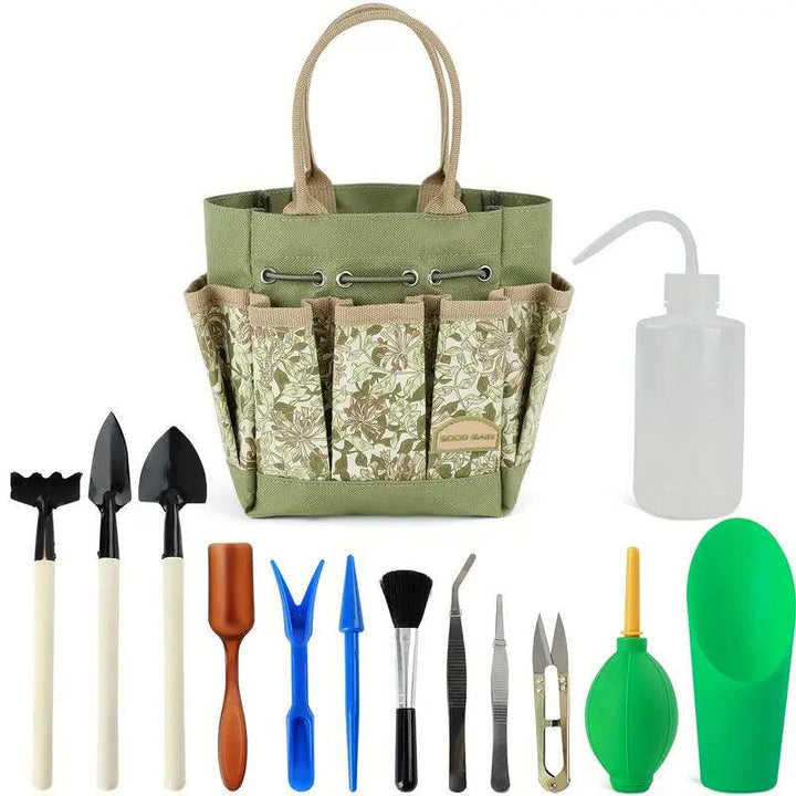 Ensemble d'outils de jardinage Planturo Mini | 13 pièces | Pour bonsaïs, succulentes et plantes d'intérieur | Avec sac d'organisation