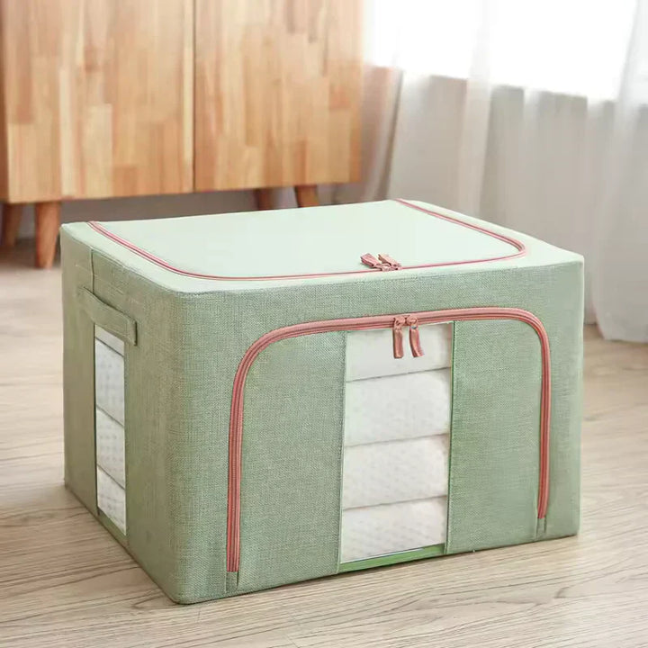 FoldiView - Boîte de rangement pliable avec cadre en métal et fenêtres