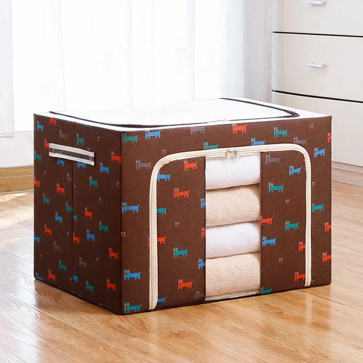 FoldiView - Boîte de rangement pliable avec cadre en métal et fenêtres