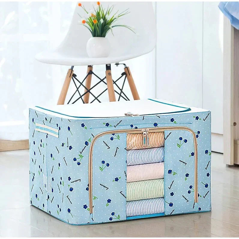 FoldiView - Boîte de rangement pliable avec cadre en métal et fenêtres