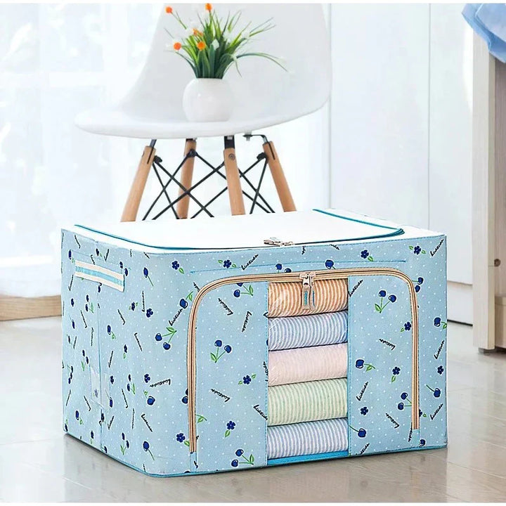 FoldiView - Boîte de rangement pliable avec cadre en métal et fenêtres