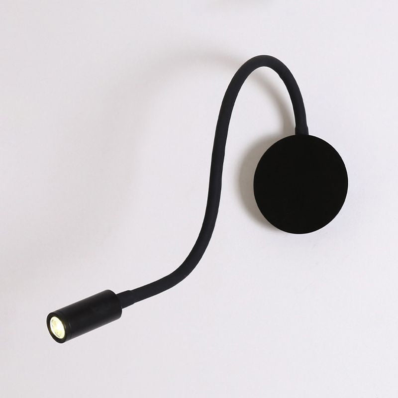 Applique murale cylindrique contemporaine réglable pour la lecture - Lampe LED en silicone et métal noir/blanc