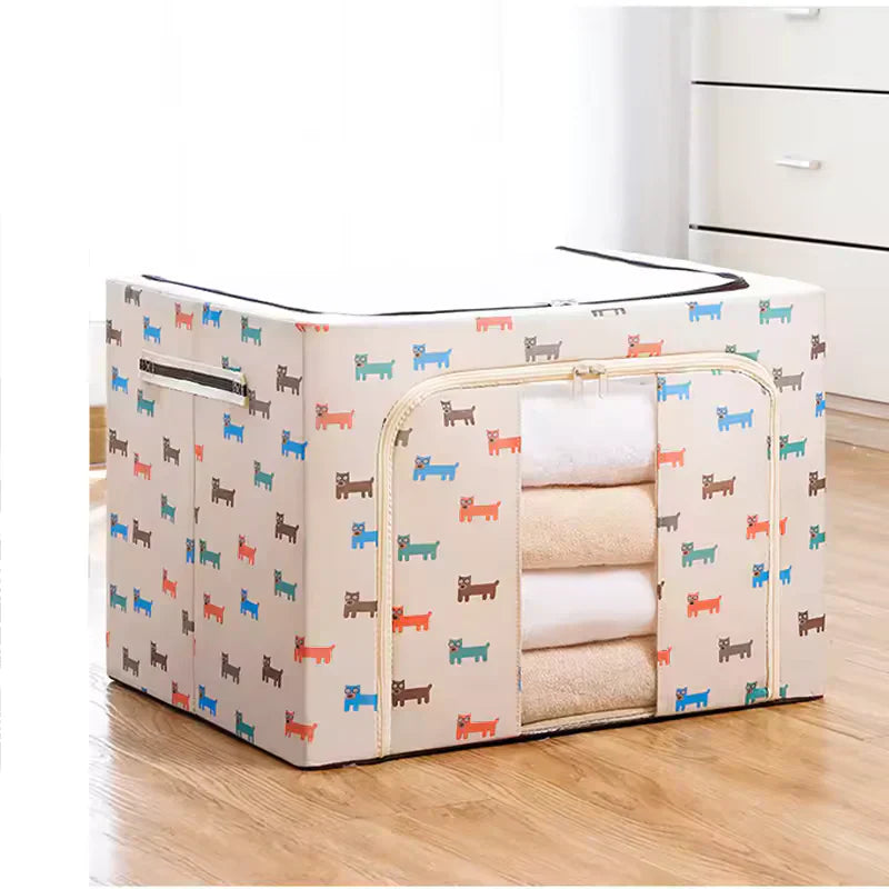 FoldiView - Boîte de rangement pliable avec cadre en métal et fenêtres