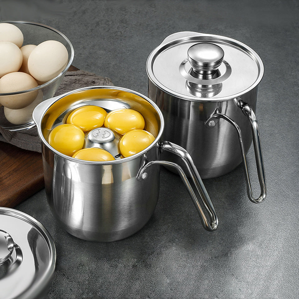 Séparateur d'œufs EGGSELLO | En acier inoxydable 304 | Avec couvercle | Hygiénique et compatible lave-vaisselle | 13×7×2,8 cm / 17×8×3 cm