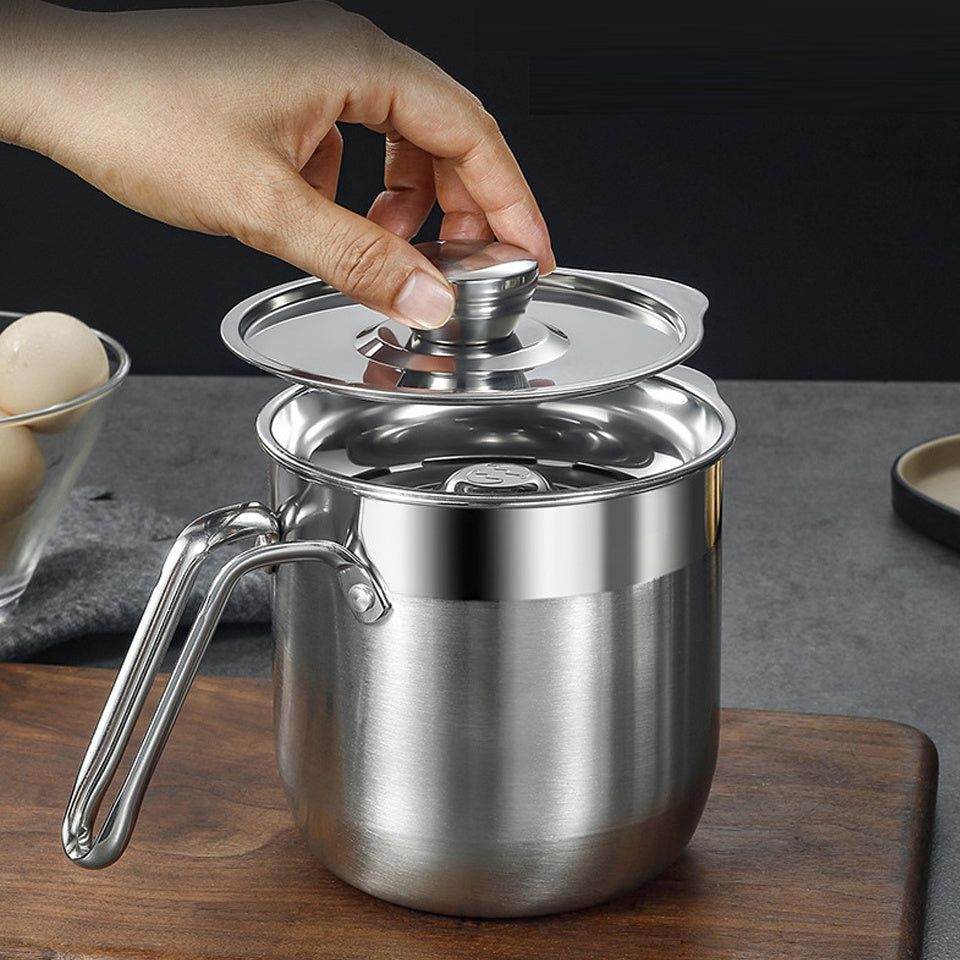Séparateur d'œufs EGGSELLO | En acier inoxydable 304 | Avec couvercle | Hygiénique et compatible lave-vaisselle | 13×7×2,8 cm / 17×8×3 cm