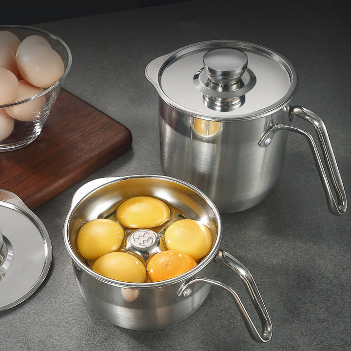 Séparateur d'œufs EGGSELLO | En acier inoxydable 304 | Avec couvercle | Hygiénique et compatible lave-vaisselle | 13×7×2,8 cm / 17×8×3 cm