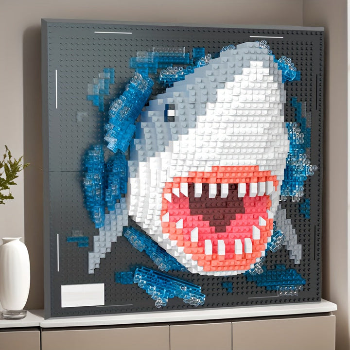 BrickVista 3D Art mural Set | Requin & Aigle | 2000 Blocs | Plastique ABS | 24,5 × 24,5 cm