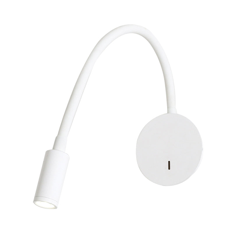 Applique murale cylindrique contemporaine réglable pour la lecture - Lampe LED en silicone et métal noir/blanc