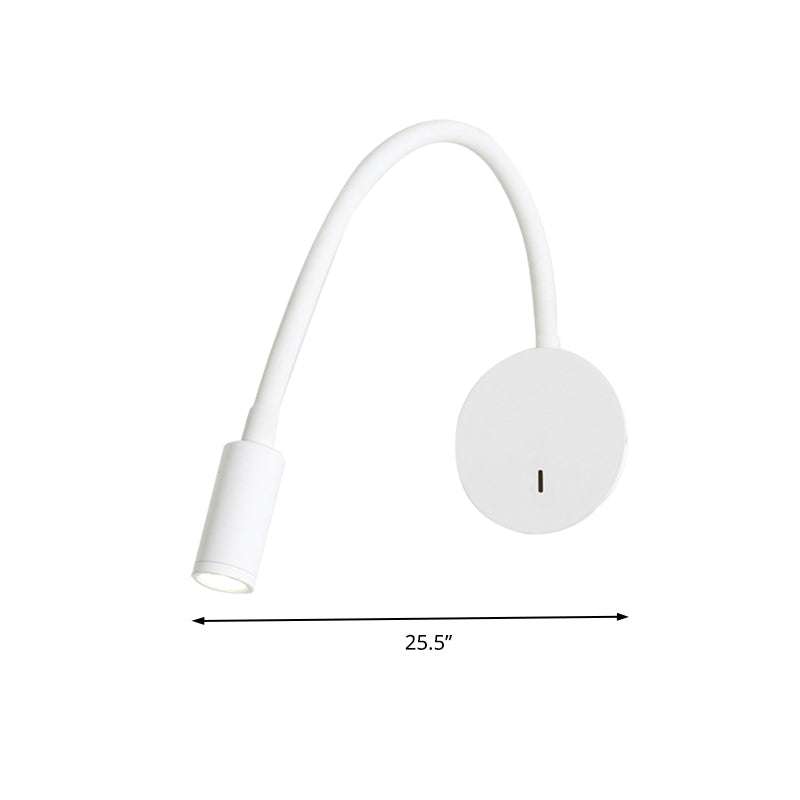 Applique murale cylindrique contemporaine réglable pour la lecture - Lampe LED en silicone et métal noir/blanc