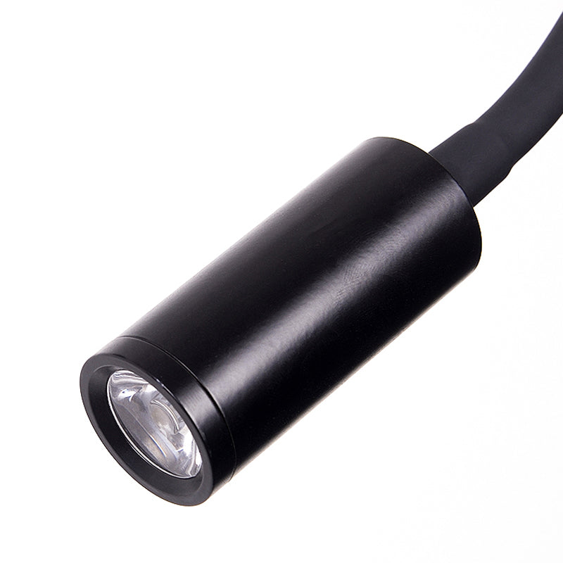 Applique murale cylindrique contemporaine réglable pour la lecture - Lampe LED en silicone et métal noir/blanc