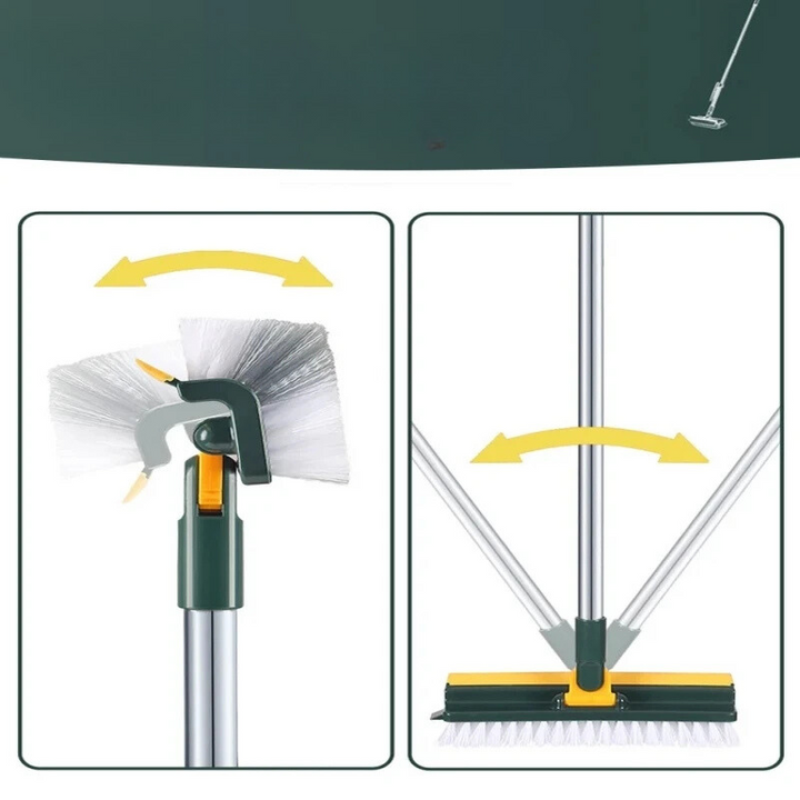 Glazora DuoBrush Brosse de nettoyage | 2-en-1 pour sols & fenêtres | Avec tête rotative & manche télescopique | Propreté sans effort