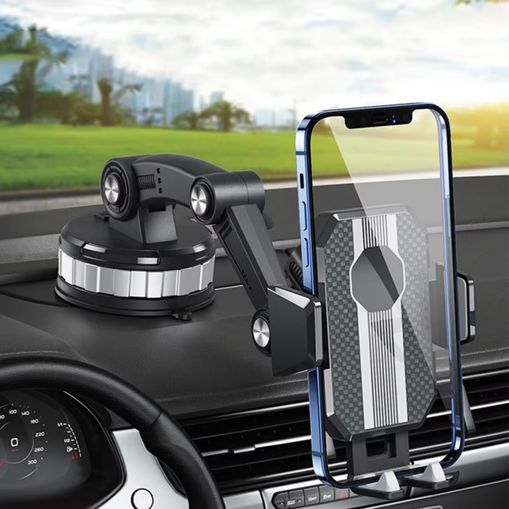 Support de téléphone auto GripTech | Forte adhérence par ventouse | Rotation 360° | Utilisation à une main