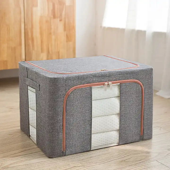 FoldiView - Boîte de rangement pliable avec cadre en métal et fenêtres