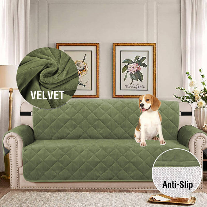 VelvetGuard Housse de canapé | Flanelle de luxe | Antidérapante & Lavable | Pour canapés 3 places jusqu'à 198 cm