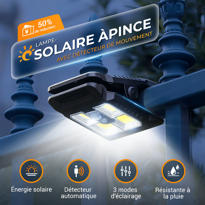Lumière solaire extérieure à clip