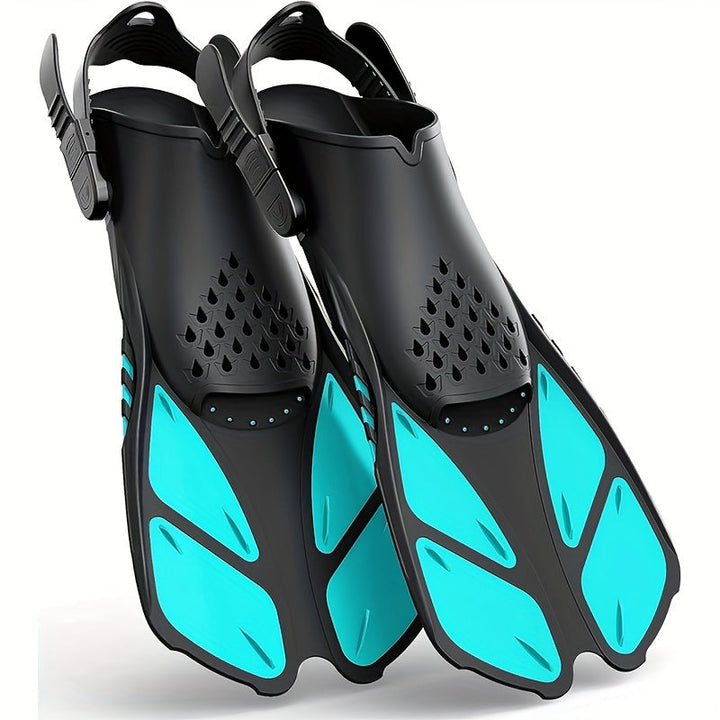 Palmes de snorkeling SeaVana Glide | Ajustables & Courtes | Talon Ouvert | Pour Voyage & Loisirs | Unisexe