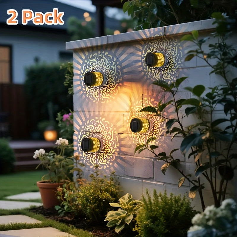 LumoraLicht Appliques Solaires Extérieures Set de 2 | IP65 Étanche | Motif Lumineux Filigrane | Sans Câble & Électricité