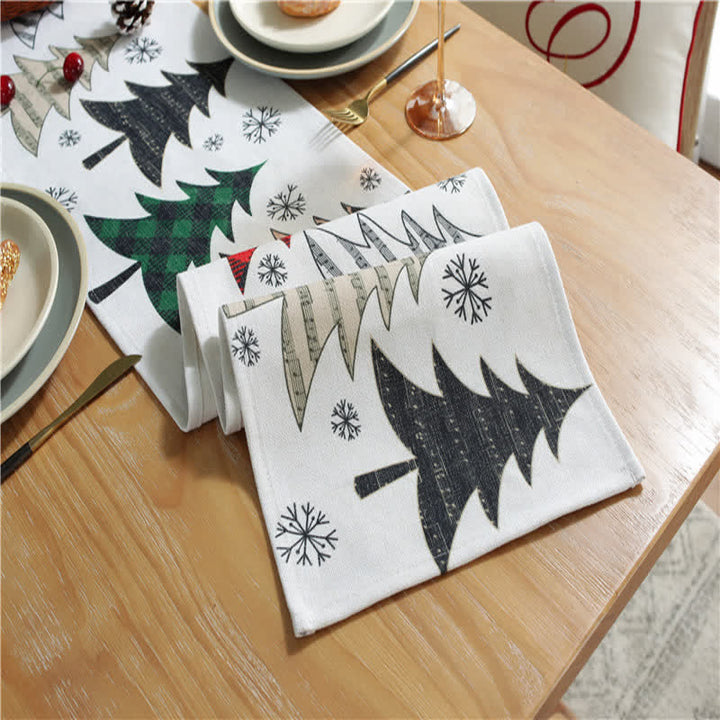 WinterLane - Nappe de table décorative avec sapin de Noël et flocons de neige