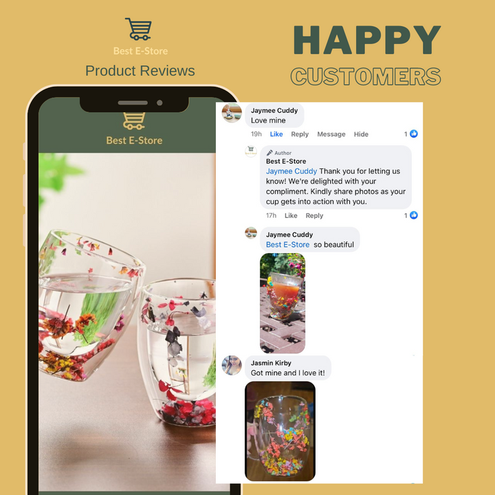Tasses en verre avec des fleurs séchées