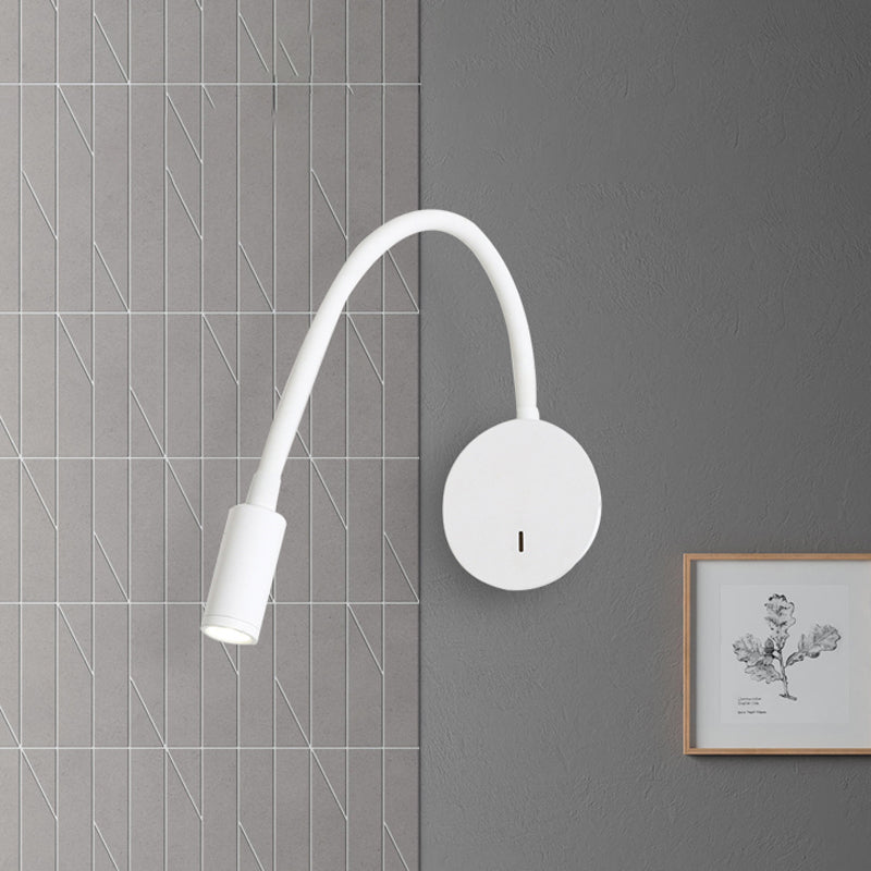 Applique murale cylindrique contemporaine réglable pour la lecture - Lampe LED en silicone et métal noir/blanc