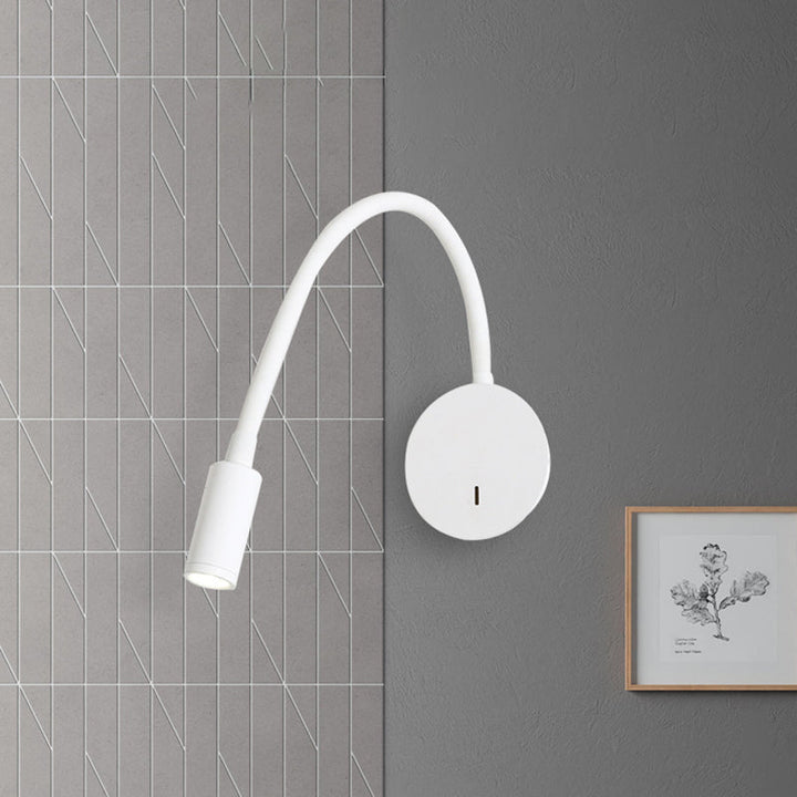 Applique murale cylindrique contemporaine réglable pour la lecture - Lampe LED en silicone et métal noir/blanc