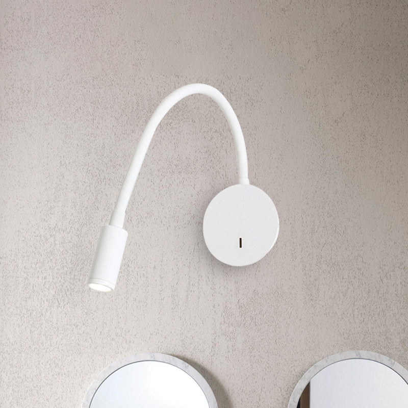 Applique murale cylindrique contemporaine réglable pour la lecture - Lampe LED en silicone et métal noir/blanc