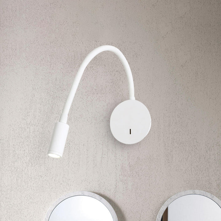 Applique murale cylindrique contemporaine réglable pour la lecture - Lampe LED en silicone et métal noir/blanc