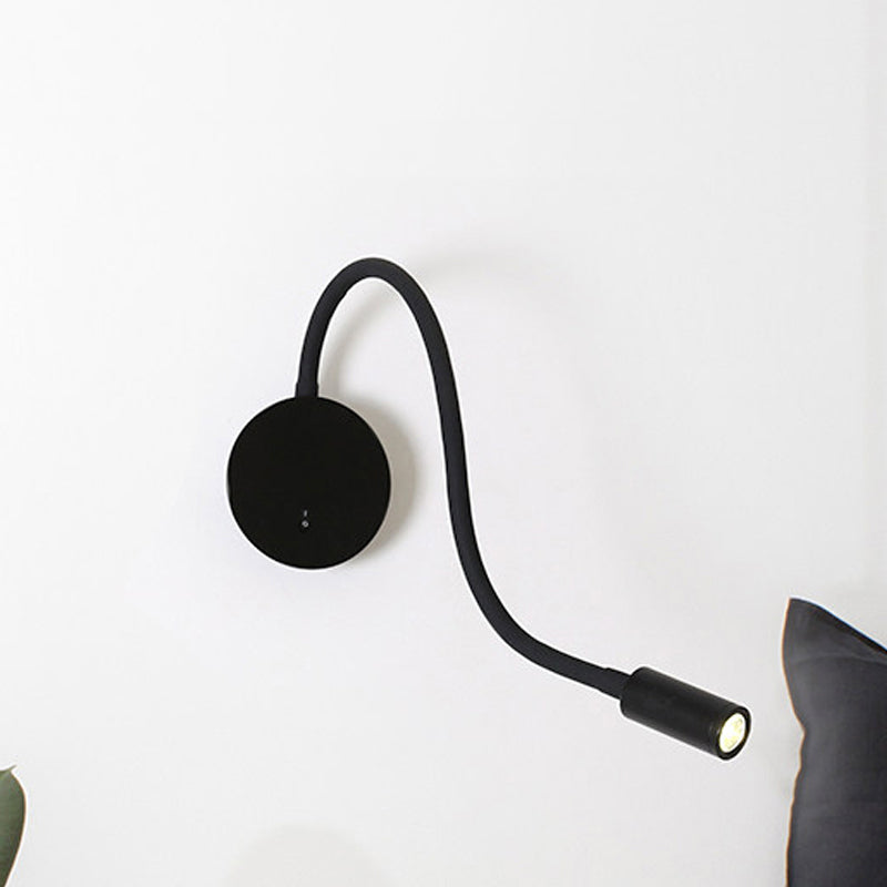 Applique murale cylindrique contemporaine réglable pour la lecture - Lampe LED en silicone et métal noir/blanc