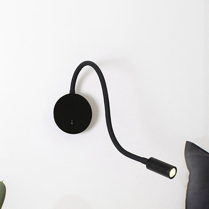Applique murale cylindrique contemporaine réglable pour la lecture - Lampe LED en silicone et métal noir/blanc
