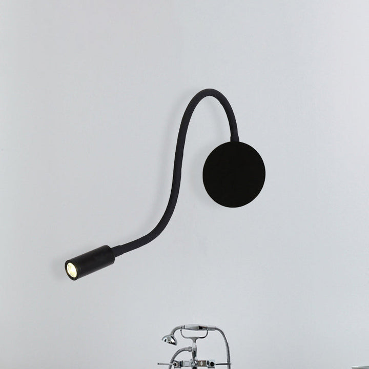 Applique murale cylindrique contemporaine réglable pour la lecture - Lampe LED en silicone et métal noir/blanc