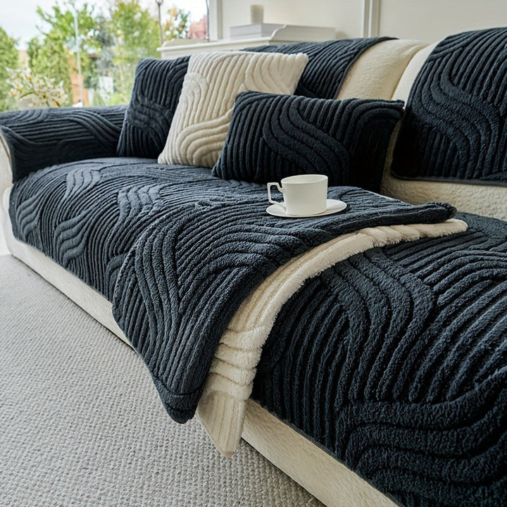 SofaHaven Housse de canapé en peluche | Antidérapante & Lavable | Douce & Respirante