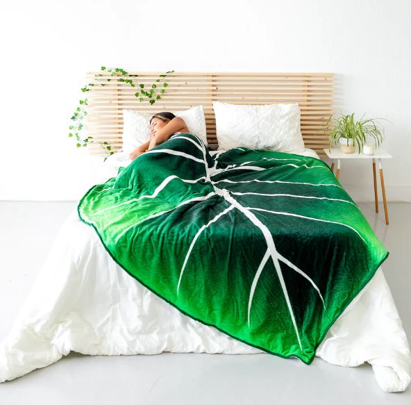 LeafyLuxe™ - Couverture en polaire en forme de feuille