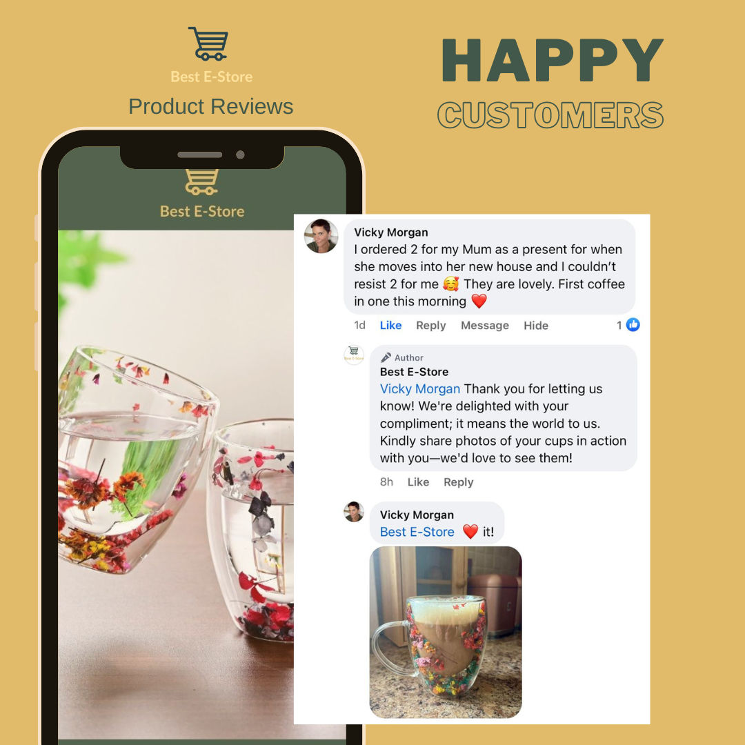 Tasses en verre avec des fleurs séchées