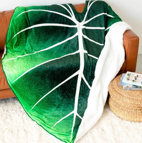 LeafyLuxe™ - Couverture en polaire en forme de feuille