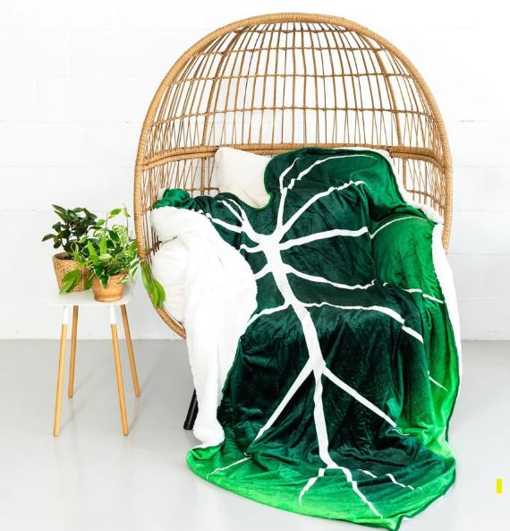 LeafyLuxe™ - Couverture en polaire en forme de feuille