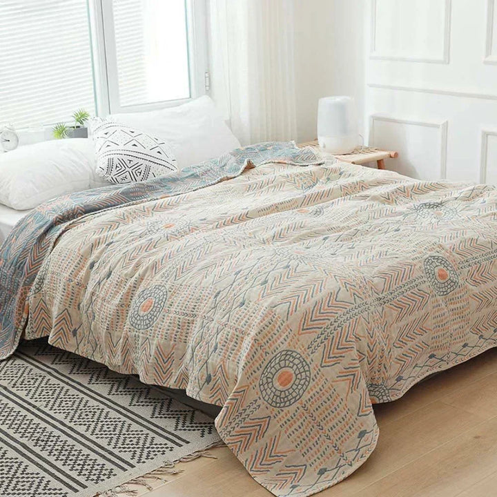 Mandoria Couverture Réversible Boho | Design Mandala | Utilisable des Deux Côtés & Douce au Toucher | 150×200 cm / 200×230 cm