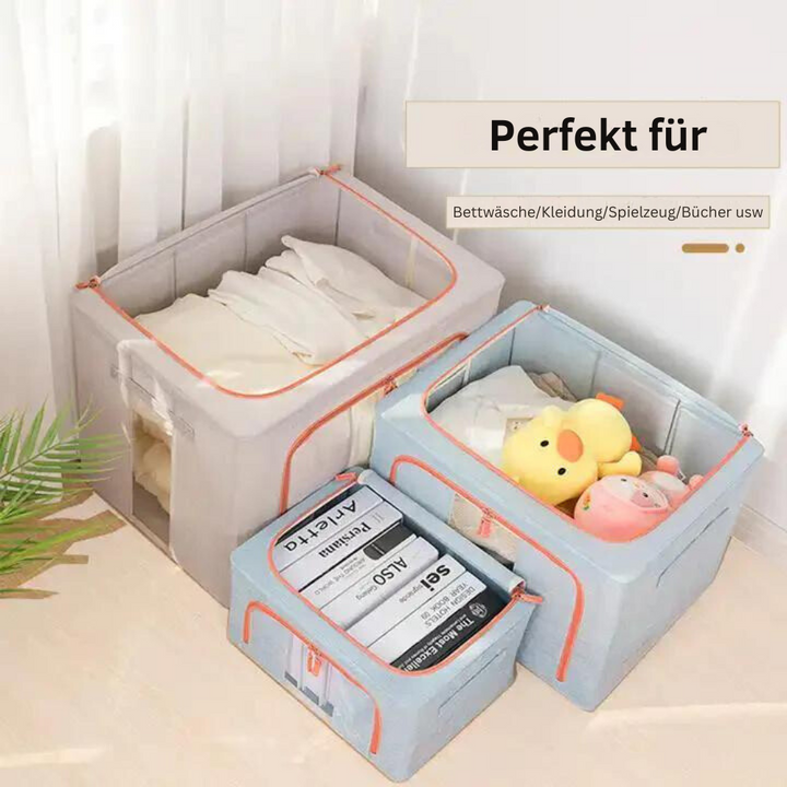 FoldiView - Boîte de rangement pliable avec cadre en métal et fenêtres