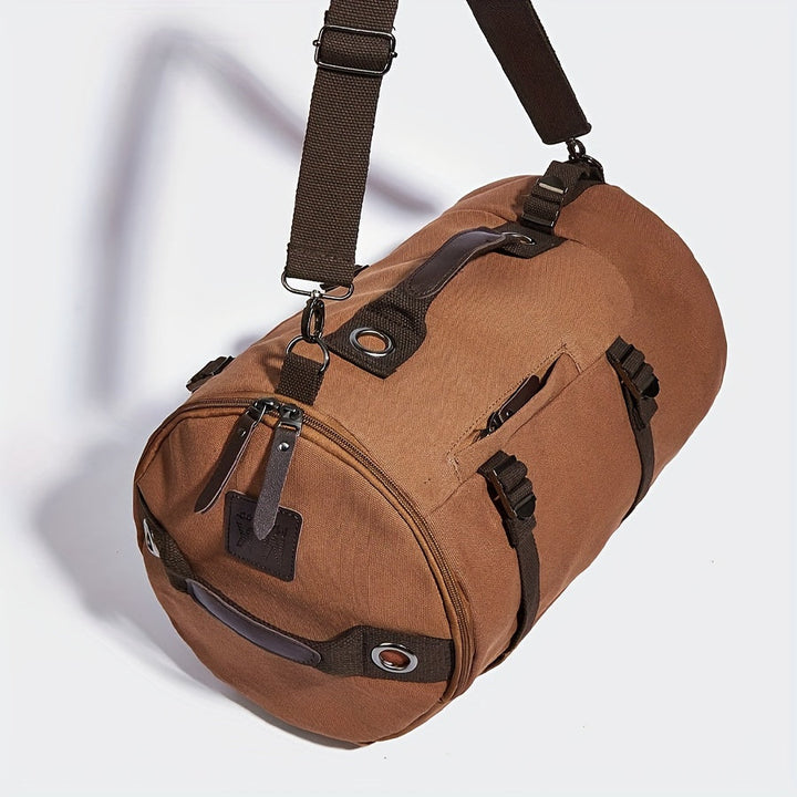 Trekavor Sac à dos pour hommes en toile | Avec détails en cuir | Grand espace de rangement & poches zippées | Bretelles réglables
